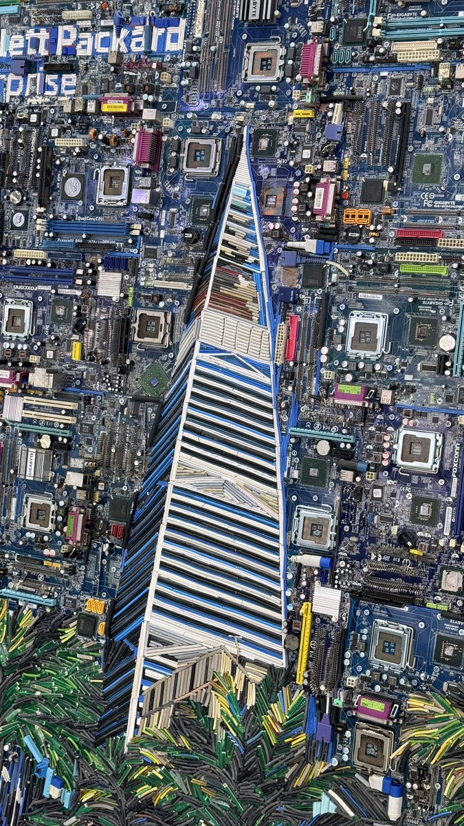 Close view of electronic artwork